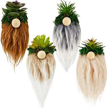 Taiyin 4 Pcs Gnomes Planter for Succulent Mini Gnome Gifts for Women Spring Gnome Cactus Desk Decor Gnomes Decorations for Home Tiered Tray Summer Decor