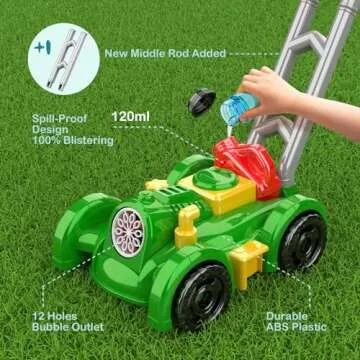 2024 New Models Bubble Lawn Mower Toddler Toys - Bubble Machine Summer Outdoor Toys, Automatic Bubble Mover Push Toy for Age 3+ Year Old Preschool Baby Boys Girls Birthday Gifts (Green)