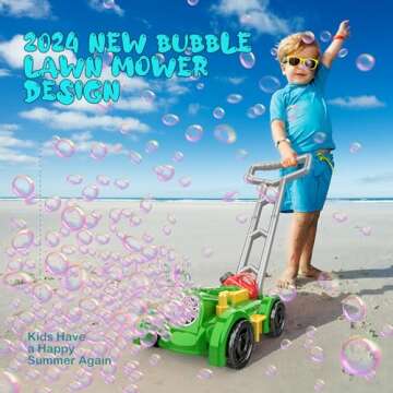2024 New Models Bubble Lawn Mower Toddler Toys - Bubble Machine Summer Outdoor Toys, Automatic Bubble Mover Push Toy for Age 3+ Year Old Preschool Baby Boys Girls Birthday Gifts (Green)