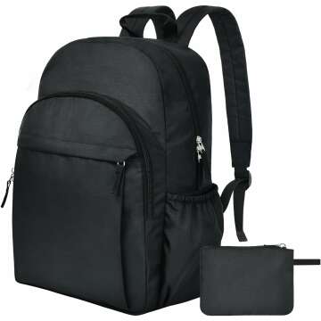 Durable Black Backpack for School & Travel - Water Resistant
