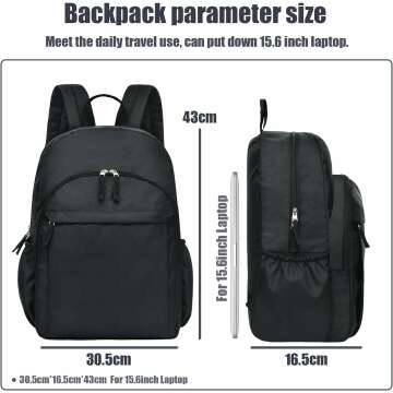 Versatile Water-Resistant Black Backpack for School