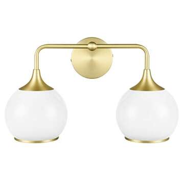 Light Society Lia 2-Light Vanity Light, Brushed Brass/Opal
