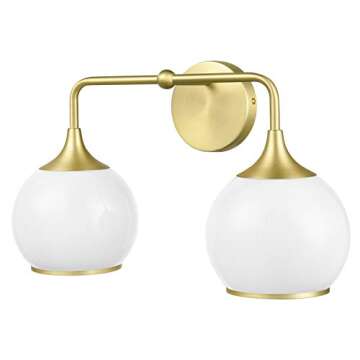 Light Society Lia 2-Light Vanity Light, Brushed Brass/Opal