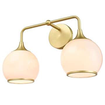 Light Society Lia 2-Light Vanity Light, Brushed Brass/Opal
