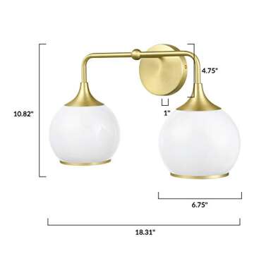 Light Society Lia 2-Light Vanity Light, Brushed Brass/Opal