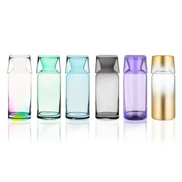 VOSS Living - Bedside Water Carafe and Glass Set, 23.6 Oz - Water Decanter Bedside with Glass - Nightstand Water Carafe and Glass - Mouthwash Carafe (Ivory Black)