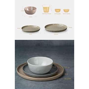 Famiware Mars Plates and Bowls Set, 12 Pieces Dinnerware Sets, Dishes Set for 4, Multi-color