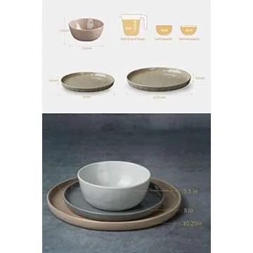 Famiware Mars Plates and Bowls Set, 12 Pieces Dinnerware Sets, Dishes Set for 4, Multi-color