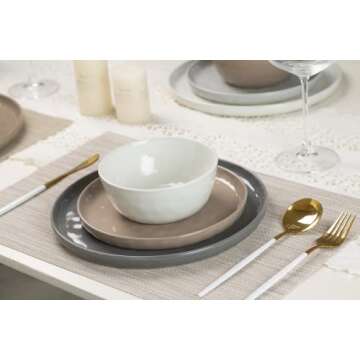 Famiware Mars Plates and Bowls Set, 12 Pieces Dinnerware Sets, Dishes Set for 4, Multi-color