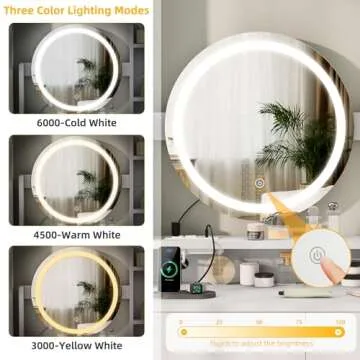 Stylish DWVO Vanity Desk with Mirror & LED Lights