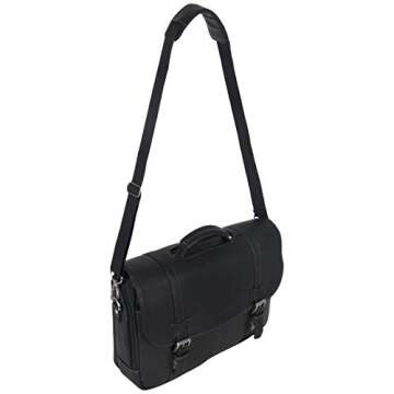 Kenneth Cole REACTION Show Business 16" Colombian Leather Business Laptop Portfolio Messenger Bag, Black