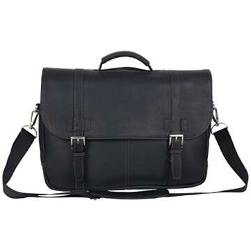 Kenneth Cole REACTION Show Business 16" Colombian Leather Business Laptop Portfolio Messenger Bag, Black