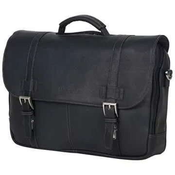 Kenneth Cole REACTION Show Business 16" Colombian Leather Business Laptop Portfolio Messenger Bag, Black