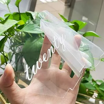 HighFree Hexagon Acrylic Table Numbers 1-20 with Stand - Printed Calligraphy Place Cards, Clear Acrylic Table Numbers for Wedding Reception, 4x4.5 inch, Set of 21