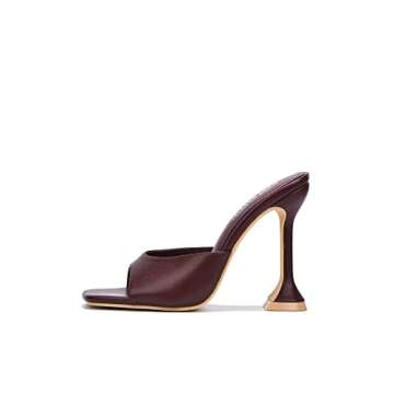 Cape Robbin Lithe Sexy High Heels for Women, Square Open Toe Shoes Heels - Chocolate Size 8