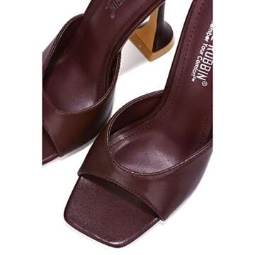 Cape Robbin Lithe Sexy High Heels for Women, Square Open Toe Shoes Heels - Chocolate Size 8