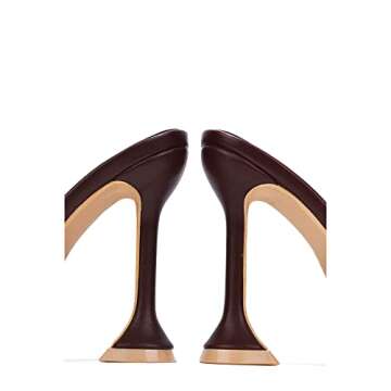 Cape Robbin Lithe Sexy High Heels for Women, Square Open Toe Shoes Heels - Chocolate Size 8