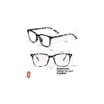 Optichiali Blue Light Blocking Glasses - Unisex Computer Glasses - Wayfarer Nerd Square Frame - UV 400, Anti-Glare, Anti- Scratch, Comfortable Bridge - Protect Your Eyes from Retina Damage(Black Drop)