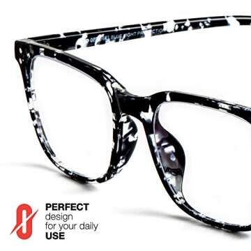 Optichiali Blue Light Blocking Glasses - Unisex Computer Glasses - Wayfarer Nerd Square Frame - UV 400, Anti-Glare, Anti- Scratch, Comfortable Bridge - Protect Your Eyes from Retina Damage(Black Drop)