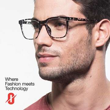 Optichiali Blue Light Blocking Glasses - Unisex Computer Glasses - Wayfarer Nerd Square Frame - UV 400, Anti-Glare, Anti- Scratch, Comfortable Bridge - Protect Your Eyes from Retina Damage(Black Drop)