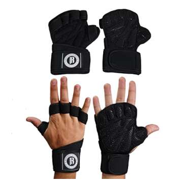RIMSports Ventilated Weight Lifting Gloves with Wrist Support, Full Palm Protection Workout Gloves with Extra Grip, Great for Pull Ups, Cross Training, Fitness, WODs & Weightlifting for Men & Women