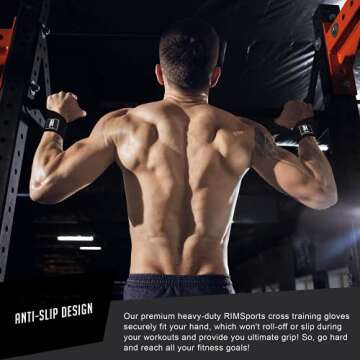 RIMSports Ventilated Weight Lifting Gloves with Wrist Support, Full Palm Protection Workout Gloves with Extra Grip, Great for Pull Ups, Cross Training, Fitness, WODs & Weightlifting for Men & Women