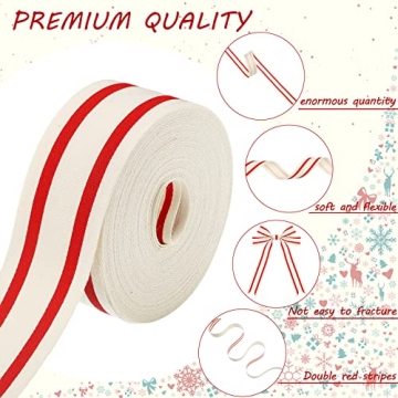 Natural Cotton Stripes Ribbon for DIY Crafts 16 Yards