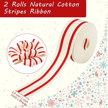 Natural Cotton Stripes Ribbon for DIY Crafts 16 Yards