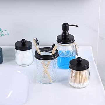 IMAVO Mason Jar Bathroom Accessory Set - 4 Pcs Stylish Decor