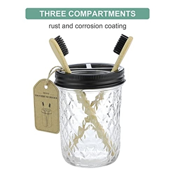 IMAVO Mason Jar Bathroom Accessory Set - 4 Pcs Stylish Decor