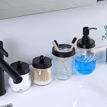 IMAVO Mason Jar Bathroom Accessory Set - 4 Pcs Stylish Decor