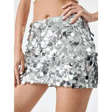CIDER Sequin Mid Waist Mini Skirt