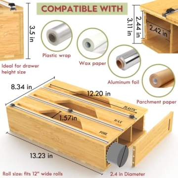 Organize Kitchen with KitOrg Bamboo Foil Wrap Organizer