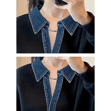 LAI MENG FIVE CATS Women's Casual Long Sleeve V Neck Sweatshirt Tops With Belt