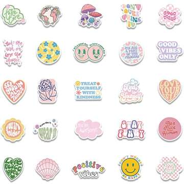 Pink Inspirational Stickers, Preppy Motivational Stickers, 50Pcs Aesthetic Encouragement Stickers for Students Teachers, Dovipta Vinyl Waterproof Stickers for Water Bottle, Laptop, Scrapbook, Journal
