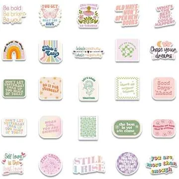 Pink Inspirational Stickers, Preppy Motivational Stickers, 50Pcs Aesthetic Encouragement Stickers for Students Teachers, Dovipta Vinyl Waterproof Stickers for Water Bottle, Laptop, Scrapbook, Journal
