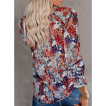 FARYSAYS Women's Floral V Neck Blouse for Casual Wear