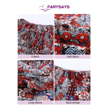 FARYSAYS Women's Floral V Neck Blouse for Casual Wear