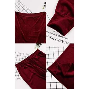 Selowin Velour Jogger Tracksuit Set for Women - Wine Red