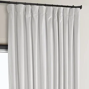 HPD Velvet Room Darkening Curtains in Pillow White