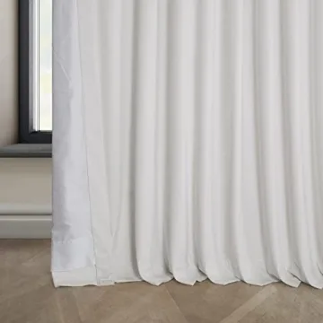 HPD Velvet Room Darkening Curtains in Pillow White