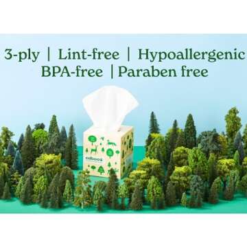 Caboo Tree Free Facial Tissue Paper, Tissue Box with 60 Sheets Per Cube, Total of 6 Cubes, 360 Total Tissues
