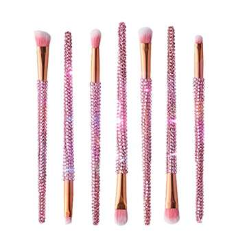 Belicious Bling Rhinestone Makeup Brush Set - Premium Synthetic Foundation Powder Concealers Eyeshadow Contour Makeup - 12 Pcs Brush Set (Pink)