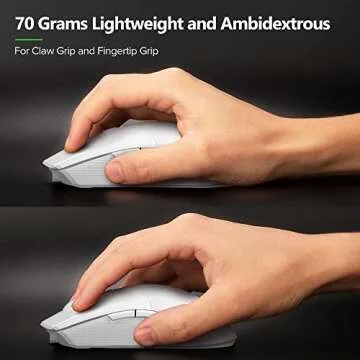 DeLUX M800PRO Wireless Gaming Mouse - PAW 3370 Sensor, Multi-Device Connection, TTC Encoder Wheel, 19000DPI, 70g Lightweight, 56Hr Battery, 6 Programmable Buttons & LOD Adjustment (White)