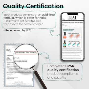 modelones Nail Dehydrator, 15 ml Acid Free Nail Prep Dehydrator for Acrylic Nails and Gel Nail Polish, Hema-Free Nail Primer Bonder