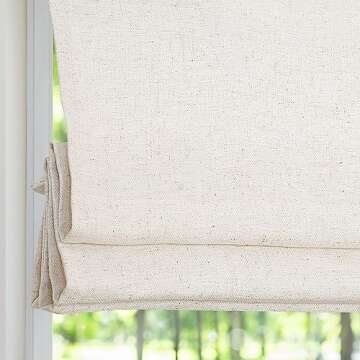 Cordless Roman Shades for Windows,Linen Off White Blackout Window Roman Shades, Custom Washable Roma...