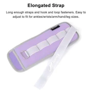 Ankle Weights, Wrist Leg Arm Weights for Women Men Kids Child with Adjustable Straps,A Pair Of 1LBS(0.5LB Each Weight) Strength Training Weighted for Jogging, Running, Walking, Fitness, Light Purple