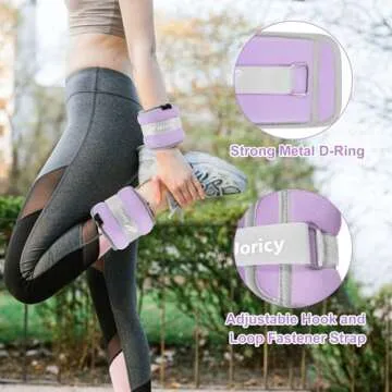 Ankle Weights, Wrist Leg Arm Weights for Women Men Kids Child with Adjustable Straps,A Pair Of 1LBS(0.5LB Each Weight) Strength Training Weighted for Jogging, Running, Walking, Fitness, Light Purple