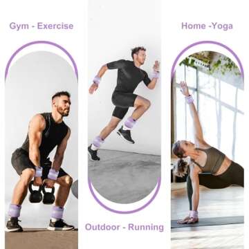 Ankle Weights, Wrist Leg Arm Weights for Women Men Kids Child with Adjustable Straps,A Pair Of 1LBS(0.5LB Each Weight) Strength Training Weighted for Jogging, Running, Walking, Fitness, Light Purple