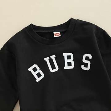 wdehow Infant Toddler Baby Boy 2Pcs Outfits Long Sleeve Letters Print Pullover Tops + Drawstring Pants Set Fall Winter Clothes (Black, 2-3 Years)